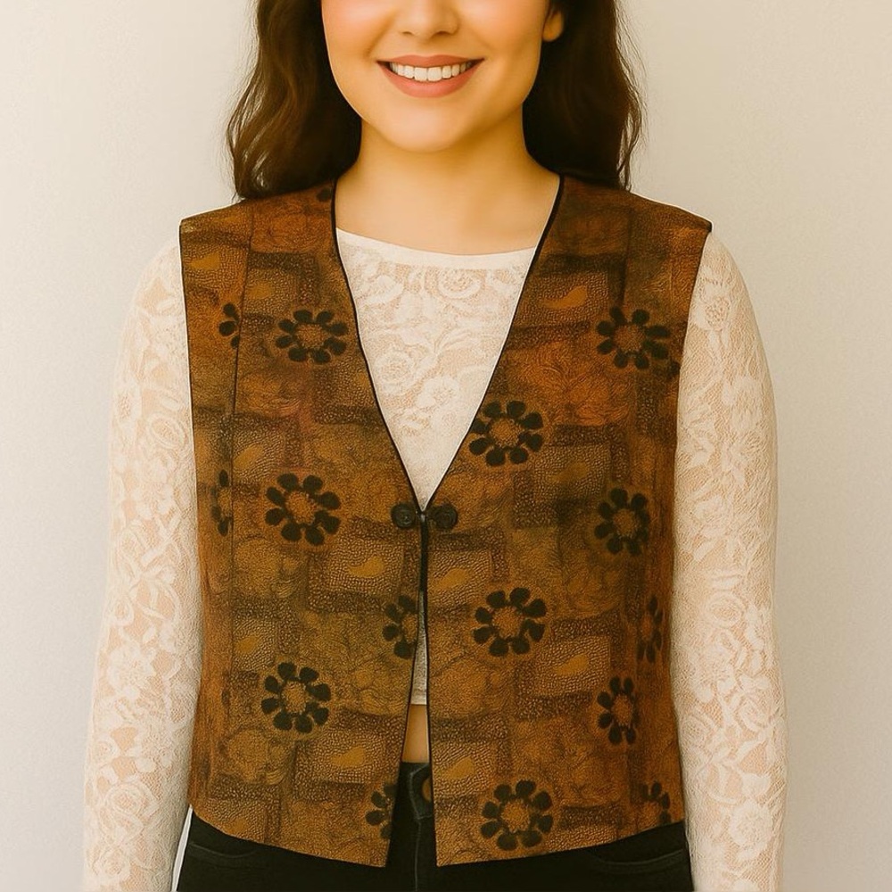 Vintage Floral Tapestry Vest 70s Boho Cottagecore Prairie Waistcoat